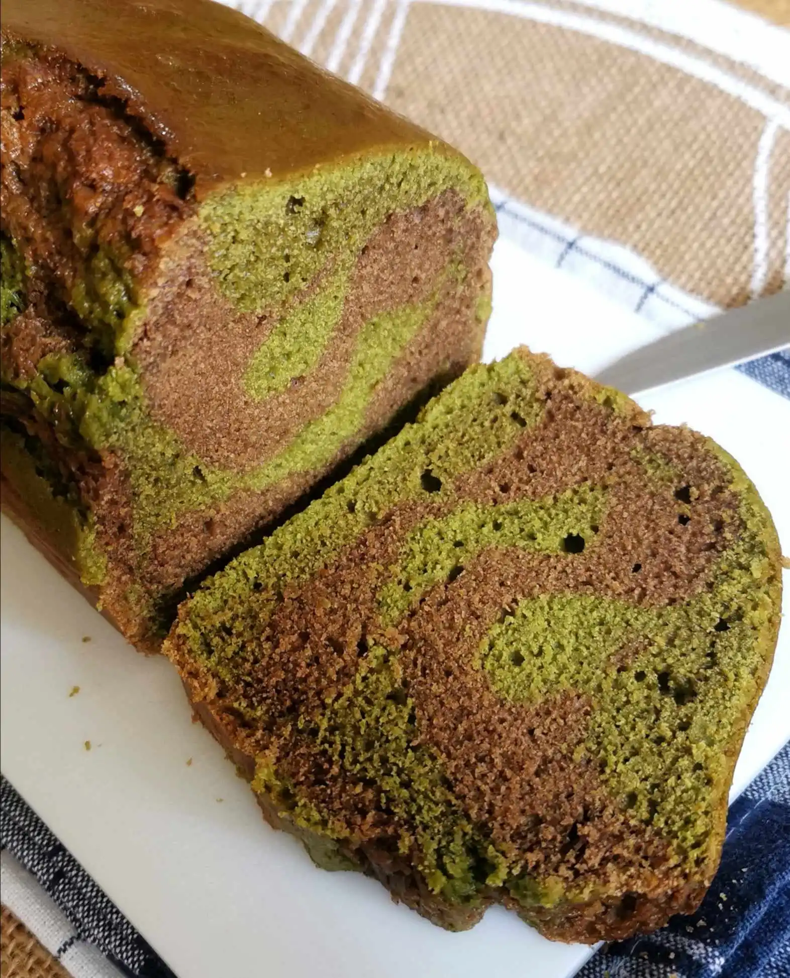 Marbré au matcha et hojicha